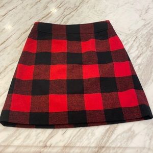 J Crew red and black skirt